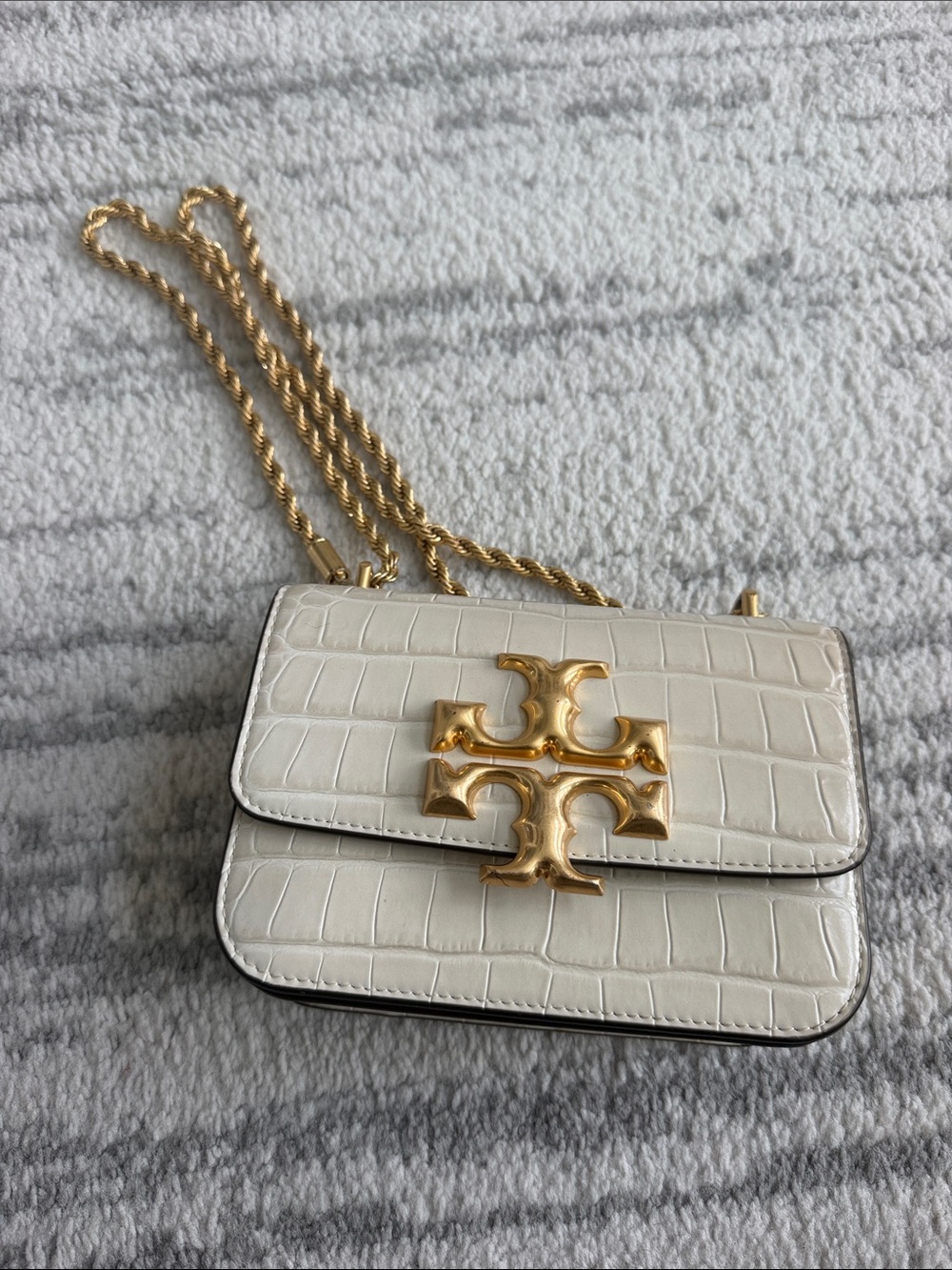 Tory Burch Croc Embossed Leather Eleanor Small Convertible Shoulder Bag
